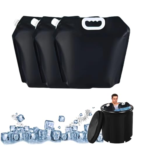 Ice Bath Bags 5L Black Reusable Cold Plunge Tubs Water Chiller Leakproof Portable Freezer Water Bags with Quick-Freeze Design Home & Gym Muscle Recovery Therapy(3 Pack)