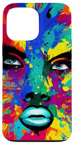 ペイントされた女性の抽象的な肖像画?カラフルなシュールなフェイスアート スマホケース iPhone 13 Pro Max 用