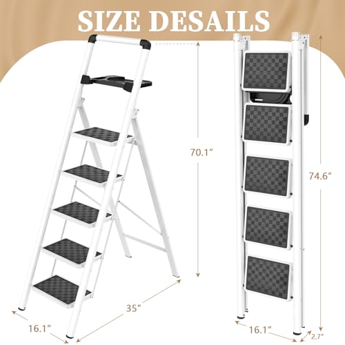 Hbtower CAAZFJHR-ZL15050301 Step Ladder, Step Ladder Folding Step Stool thumb #5