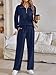 AUTOMET Womens Track Suits Set Sweatsuits Two Piece Outfits Lounge Sets Half Zip Lapel Sweatshirts Fall Fashion Clothes NavyBlue L
