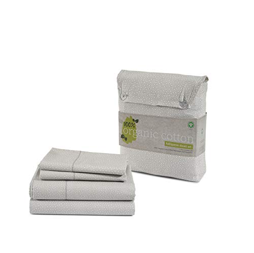 Image of LANE LINEN 100% Organic Cotton Duvet Cover Set Full /Queen Size Grey (White Dot), Pure Organic Cotton Long Staple Percale Weave Ultra Soft, Breathable