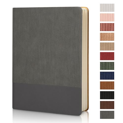 Image of TSFPapier Lined Journal Notebook for Work College Ruled Note Book 5.79 inchx8.27 inch A5 PU Leather Daily Journaling 216 Pages for Women Men Writing Home School Supplies Business (Dark Gray)
