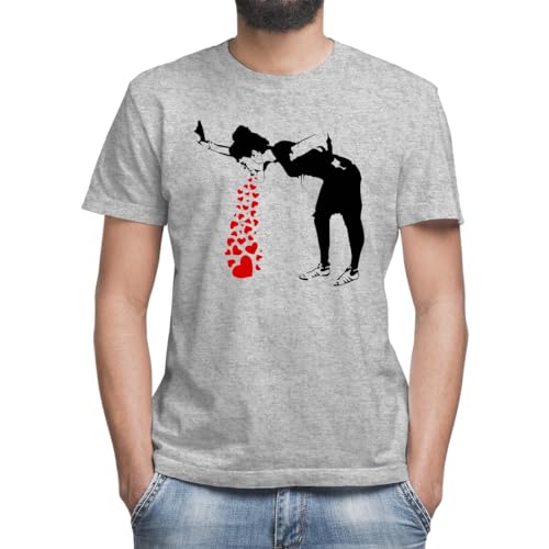 Moonai Lovesick Banksy Streetart Street Art Grafitti Artwork T-Shirt Classique Homme Col Rond Manches Courtes T-Shirt Gris Classique Homme Col Rond Manches...