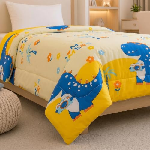Image of Filymore Camera Comforter for Kids Girls - Cute Cartoon Print Single Bed Blanket, Microfiber Dohar for Boys & Girls | Soft Kids Winter & Summer Quilt |60x90 Inches (Yellow)