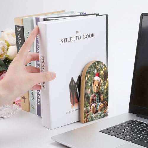 Sujetalibros antideslizante de madera para evitar caídas de libros 7