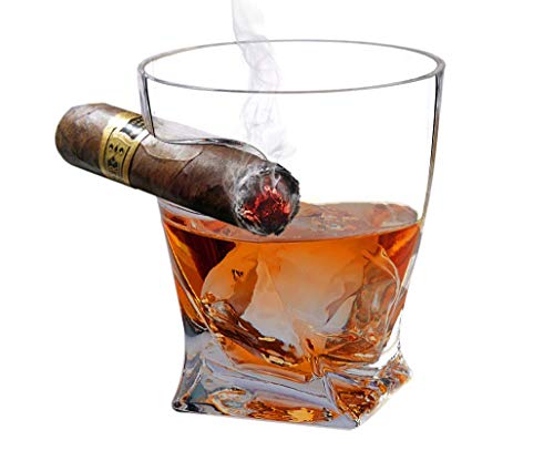 Bezrat Twist Old Fashioned Whiskey Tumbler With Side Mounted Holder