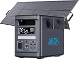 1536Wh 2000W ABOK Ark2000 Solar Generator with 200W Solar Panel, LiFePO4 Battery, Expandable to 4.6kWh, 1.3 Hrs 0-100%, UPS, App, AC Portable Power Station for Camping, Emergency, RV, Off-Grid Living