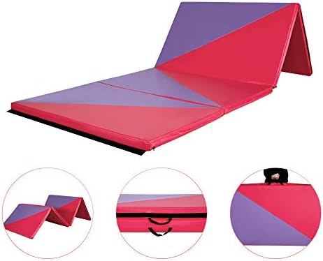 Homevibes 4' x 8' x 2" Gymnastics Mat Thick Folding Panel Tumbling Mat Gym Exercise Aerobics Mat with Handle Compatibility with Yoga Stretching Cheerlanding Martial Arts