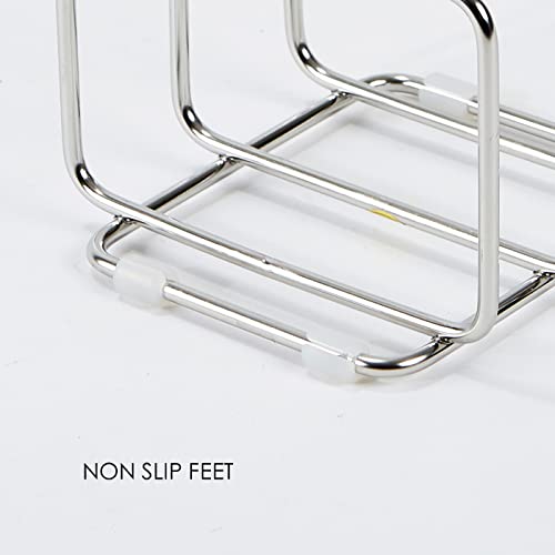 Stainless Steel Mini Storage Tray Cutting Board Organizer Stand Rack For Kitchen, Organizer Divider Holder With 2 Slots For Skillets, Chopping Board, Pot Lid, Baking Sheet #TOP4