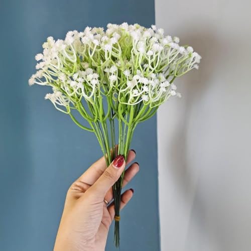 Image of SATYAM KRAFT 80 Pcs Artificial Baby's Breath Flowers (Gypsophila) Bouquet for Gifting, Home Decor, Bedroom, Table Centerpiece, DIY Craft, Wedding Decoration (28.5 cm, Without Vase)