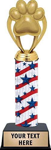 Crown Awards Paw Print Award Trophy - 11 Inch Customized Gold Paw Print Spirit Trophies Prime