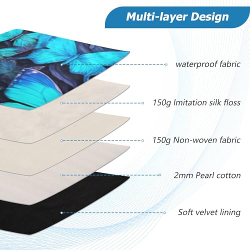 Funda para portátil 13-14 pulgadas azul con mariposas miniatura 4