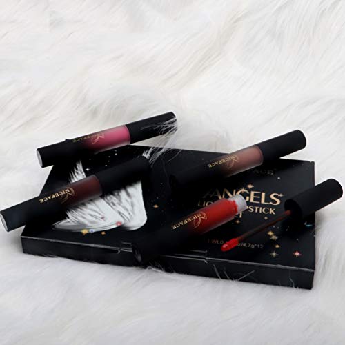 Matte Lipstick Set, Niceface 12 Colors Waterproof Long Lasting Lip Gloss Non-Stick Cup Liquid Lipstick Set (4Angels) #TOP2