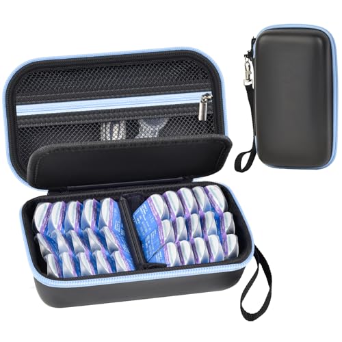 Daily Contact Lens Case Fits 30+ Disposable Daily Lenses, Portable Contact Lens Storage Organizer with Mesh Pocket, Travel Contact Solution for All Brand Cosmetic Lens & Accessories -Black (Case Only)