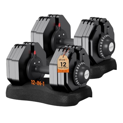 ATIVAFIT 12-in-1 Adjustable Dumbbells with Lock