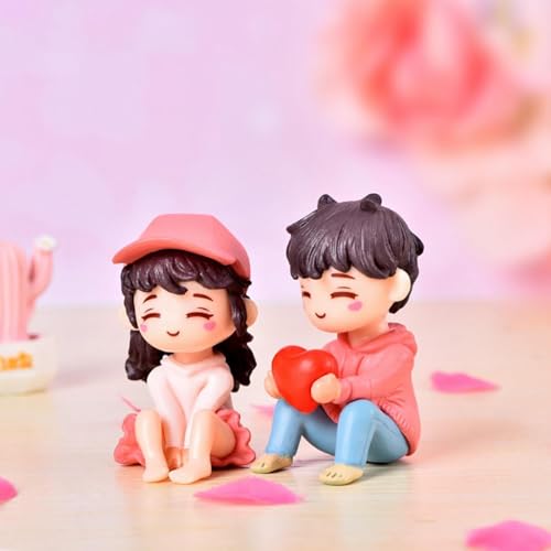 Image of Cute Cartoon Couple Car Dashboard Accessories | Plastic Action Figure Ornament with Balloon | Interior Dashboard Decoration for Car, Home, Office (8 x 4 cm) (Model 9)