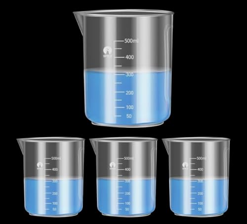 Image of Plastic Measuring Cups Graduated Epoxy Resin Mixing Cups, Small Beaker, Plastic Measuring Cup for Epoxy Resin, Paint, Art Craft, Soap Candle Tumbler Making (4, 500ml)