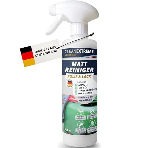 CLEANEXTREME Auto Mattlack-Reiniger 500 ml - Spray zum intensiven Reinigen von Mattlack (Autolack matt), Matt-Folie und Matter Autosprühfolie. Waschen ohne Wasser