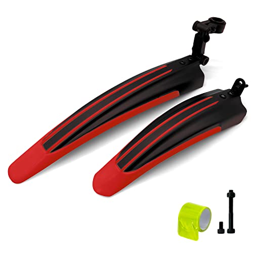 Silfrae Adjustable Standard 26 Inch Mountain Bike Splash Guard Bike Fenders Set Front And Rear (Red) #TOP9