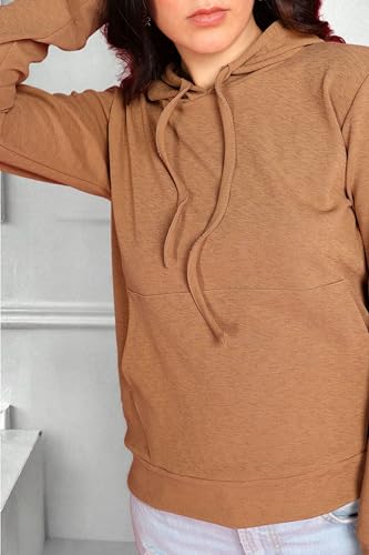 Image of POPWINGS Casual Solid Hooded Pocket Sweatshirt for Women || Women Sweatshirts Casual Wear ||Stylish Western Winter Wear Sweatshirts for Women