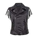 YUNHOME Angelweste Große Größe Weste Warme Weste Winterweste Europa Und Amerika Lederweste Reißverschluss Fransen Damen Kurze Dünne Pu-Lederjacke Weste Kurze Weste-Schwarz_XL