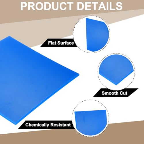 Image of MECCANIXITY HDPE Plastic Sheet 1 /4 inch Thick, 10 inch x 10 inch High Density Polyethylene Plastic Blocks, HDPE Cutting Board for DIY, Home Floor Improvement, Blue