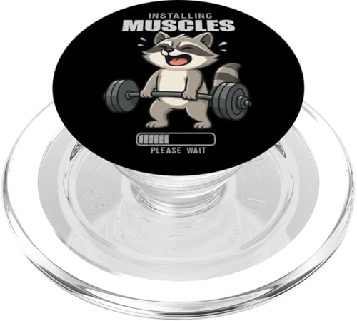 Raccoon Deadlift Palestra Ratto Installazione Muscolo Sollevamento Uomini Donne PopSockets PopGrip per MagSafe