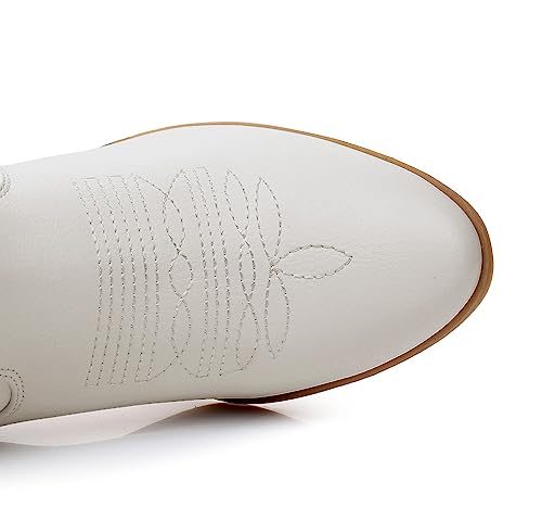 Globalwin Women's White Mid Calf The Western Cowboy Cowgirl Boots 8.5M #TOP6