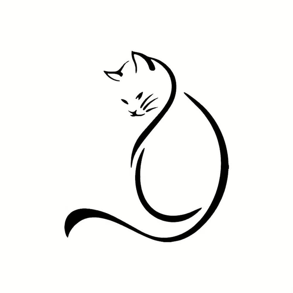 Cat Vinyl Decal Simple Minimalist Sticker for Car Rear Windows Laptops Motorcycles(Black)