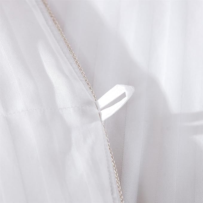 Luxurious All-Season Goose Down Comforter Duvet Insert, Exquisite Oversized California King White Stripe Design, 108" X 98 ", 100% Cotton Down Proof Fabric, 65 oz. Fill Weight - Image 7
