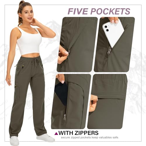 Image of Q - RIOUS Women's Parachute Pants Quick Dry Lightweight Safari Pants Zipper Pockets