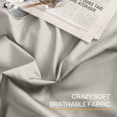 Image of ZonLi Duvet Cover for Weighted Blanket (White Gray, 60 inchx80 inch), Breathable Soft Duvet Cover Queen Size Removable Cooling Comforter Cover for All Season