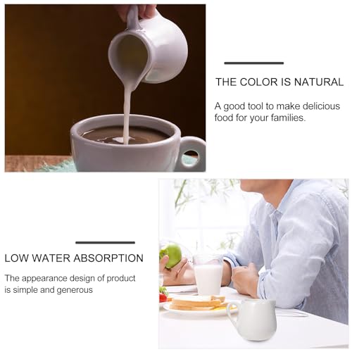 Foto von UPKOCH 6 StüCk 70ML Keramik MilchkäNnchen Mit Griff, WeißE Mini Sauciere FüR Zuhause, Tropffreier Auslauf, Vielseitig FüR Milch, Saucen Und Dressings