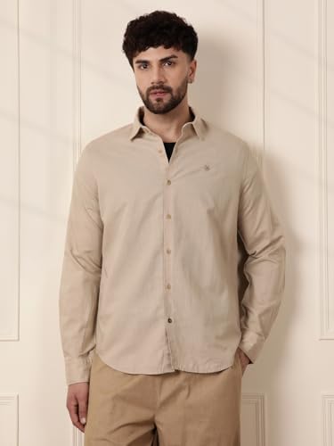Image of WROGN Men's Linen Blend Shirt | Solid Styles | Slim Fit