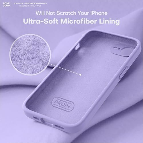 Image of LOVE 3000 Designed for iPhone 16e /17e Case, Premium Silicone with [Soft Anti-Scratch Microfiber Lining] Shockproof Protective Phone Case for Men Women Girls 6.1 inch, Light Purple