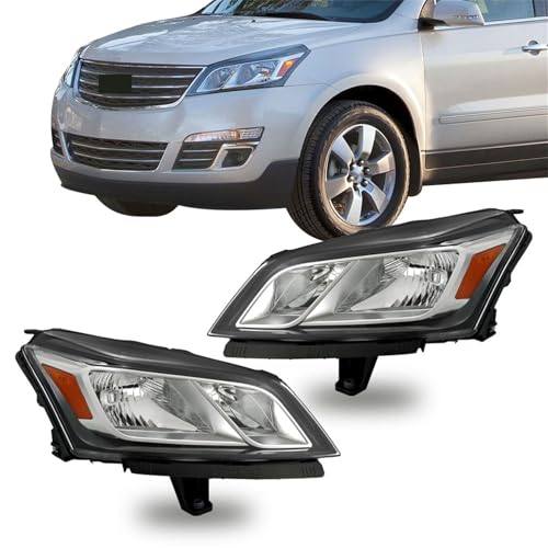labwork 2PCS Headlights Assembly Chrome Housing Replacement for Traverse 2013-2017 Halogen Driver Side and Passenger Side LH RH 84262931 84262932