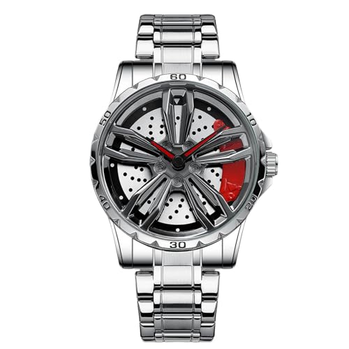 Imagen de RORIOS Relojes de Ruedas Coche Reloj de Pulsera Deporte 3ATM Impermeable Moda Esqueleto para Hombre