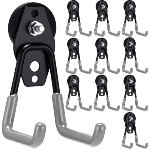 Image of Landhoow 10 Pcs Large Magnetic Hooks Heavy Duty Garage Magnet Hooks Strong Storage Utility Magnetic Hangers with Anti Slip Rubber Coating for Indoor and Outdoor Hanging (Grey)