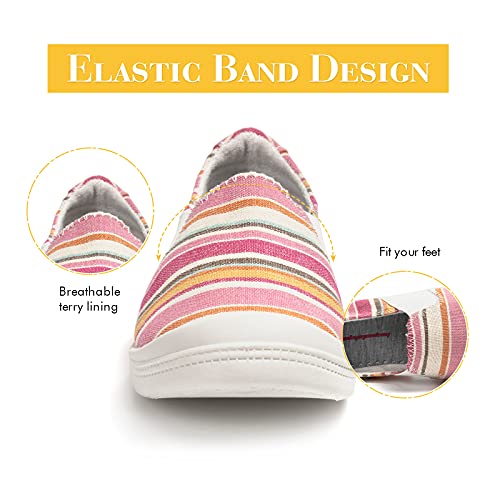 Image of FUNKYMONKEY Slip-On Canvas Sneakers for Women, Comfortable Lightweight Lace-Up Flat Casual Tennis Shoes Breathable Walking Shoes for Everyday Wear