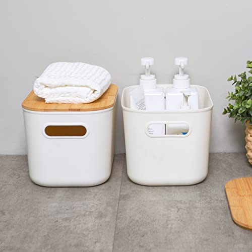Itylife Citylife Citylife 2 Pcs Storage Bins With Bamboo Lids Plastic Storage Containers For Organizing Stackable Storage Box With Handle thumb #5