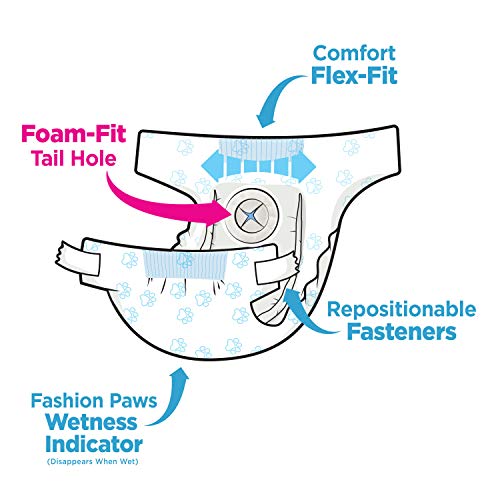 Image of Four Paws Wee-Wee Disposable Dog Diapers, Large, 12 Count | Protects against leaks, dog incontinence, marking, great for puppy training & travel, over 19 inch waist