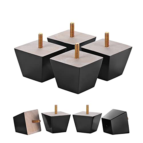 Furniture Legs 2 Inch Black Square Sofa Couch Feet Wood Replacement Leg Set Of 4 For Ottoman Dresser Cabinet #TOP2