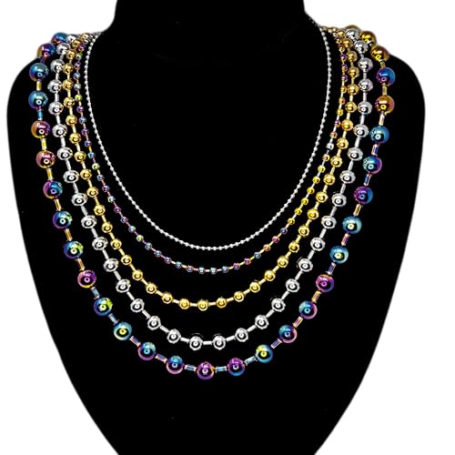 LZD 16-36" Stainless Steel Bead Ball Necklace Silver Gold Multicolor 2/4/6/8/10mm Bead3