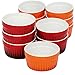 Produktbild com-four® 12x Ragout Fin Schale - Ofenfeste Förmchen in rot und orange - Creme Brulee Schälchen - Dessertschale mit je 185 ml