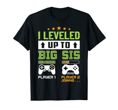 Subí de nivel a Big Sis Est 2022 Divertido Gamer Sister 2022 Camiseta