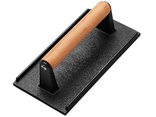 AIVIKI Burger Press Smash Burger Press for Blackstone Griddle Heavy Duty Cast Iron Rectangular 8.2x4.2In Bacon Grill Press with Wood Handle Meat Steak Weight for Sandwich Paninis (Rectangle)