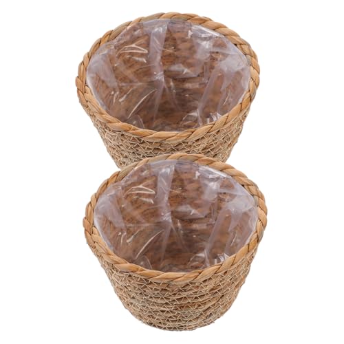 Toddmomy 2Piezas Cesta de Tejida Mano de Canasta Decorativa Plantas Interiores Almacenamiento Multifuncional Natural y Estable Decoración