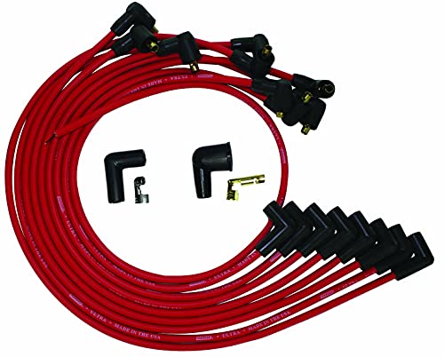 Moroso 52043 Ultra Series Red Spark Plug Wires, Big Block Chevy, Under Header Routing, 90 Degree Plug Ends, HEI Distributor