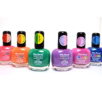 Mia Secret Mood Nail Lacquer Color Changing Nail Polish 6pc Set (6 Different Colors) Full Size Nail Polish