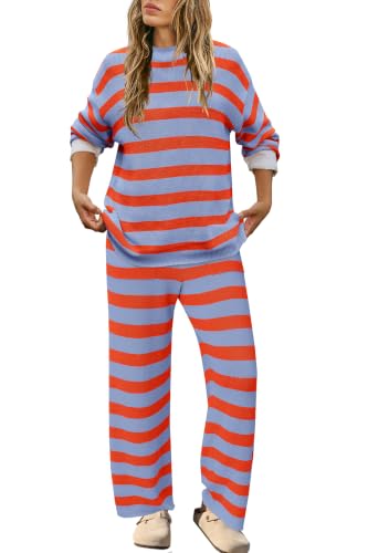 Image of SENSERISE Womens Striped Set Sweater Lounge Sets